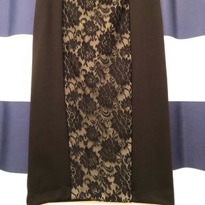 New York & Co/7th Avenue Black Nude Lace Skirt